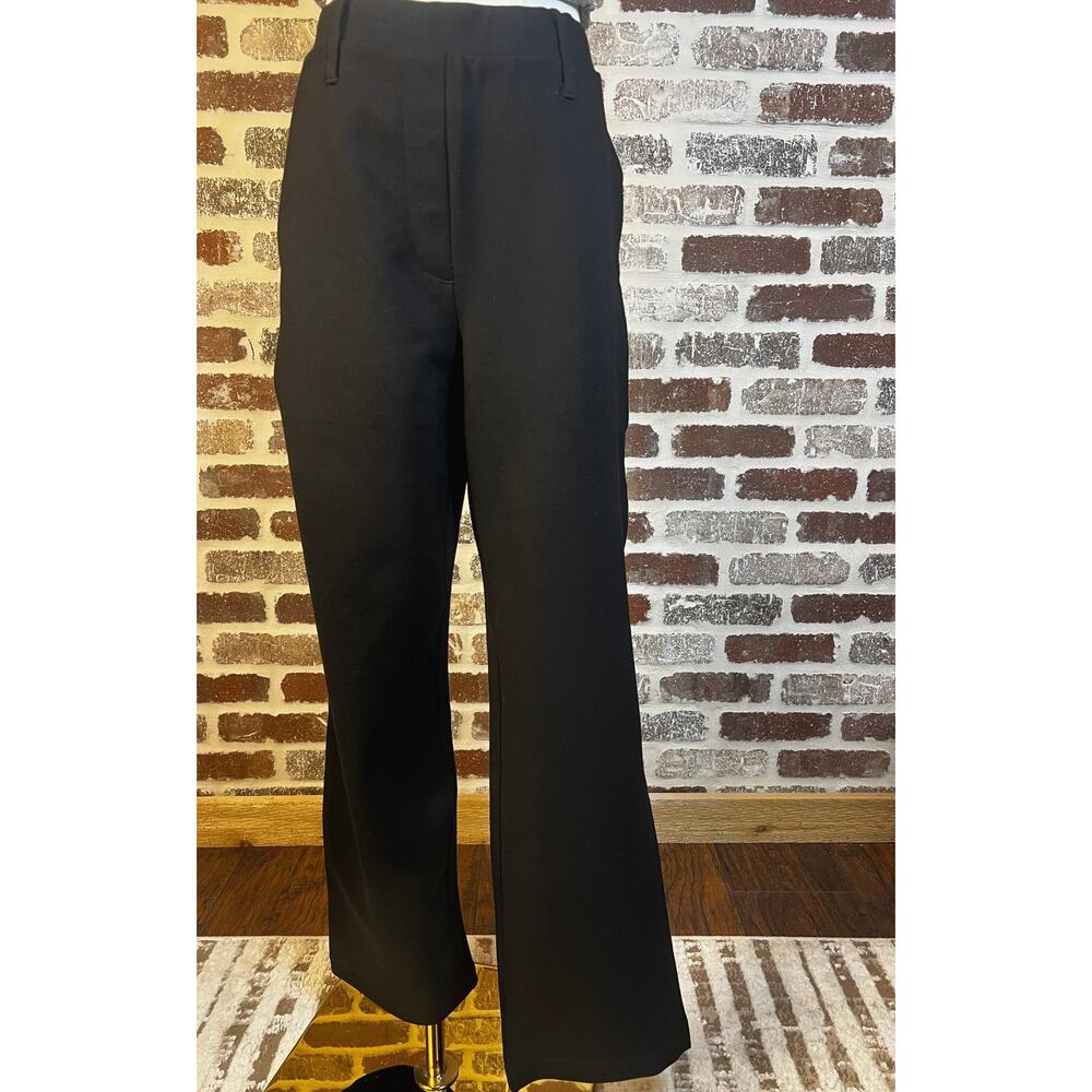 Quince Ultra Stretch Ponte Straight Leg 4 Pocket PullOn Black Pant Womens Size M